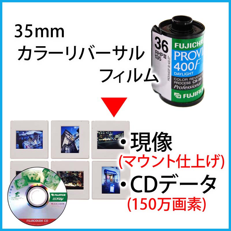 35mmカラーリバーサルフィルム　現像とCDデータ【マウント仕上げ・約150万画素】